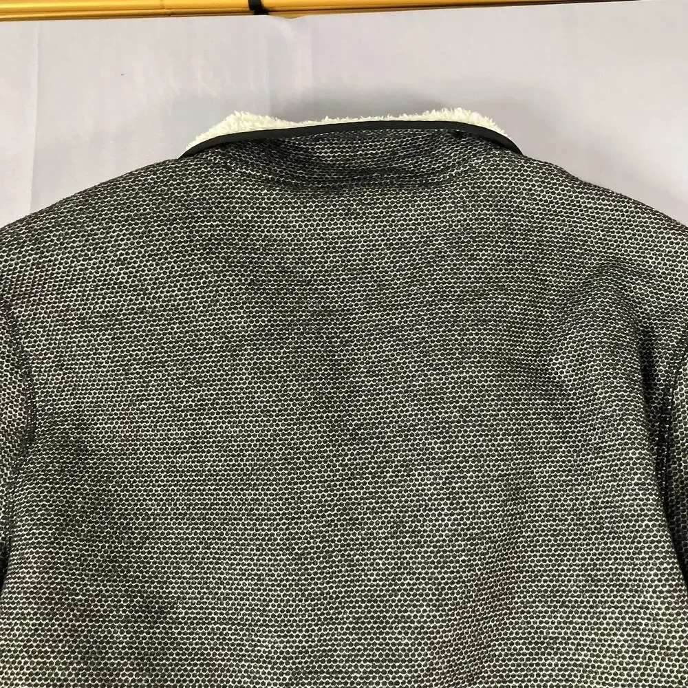 Orvis Sweater Mens Medium Gray Quarter Zip‎ Sherpa Lined Fleece Pockets Knit